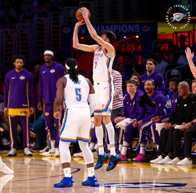 雷霆大胜湖人锁定6连胜 湖人三连败更衣室矛盾激